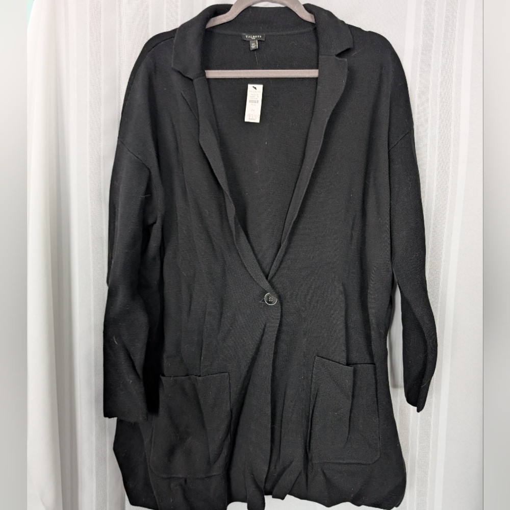Talbots Black Button-Up Cardigan
